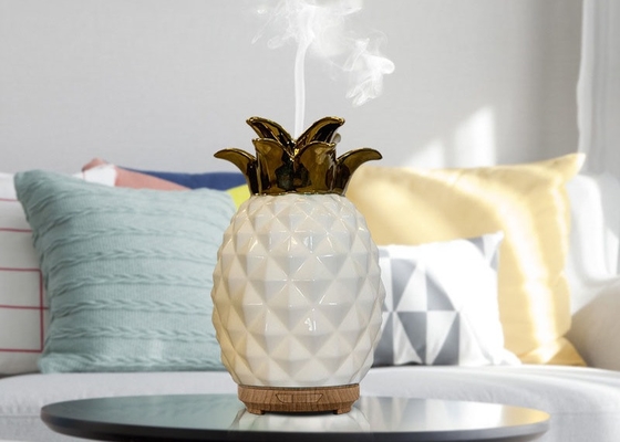 humidificador branco cerâmico feito sob encomenda da névoa da aromaterapia do difusor do óleo do abacaxi 120ml